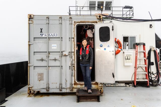 A portrait of Kakani Katija aboard the Rachel Carson.