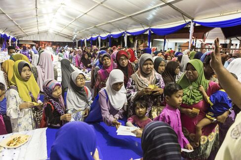 People attending the mosque.
