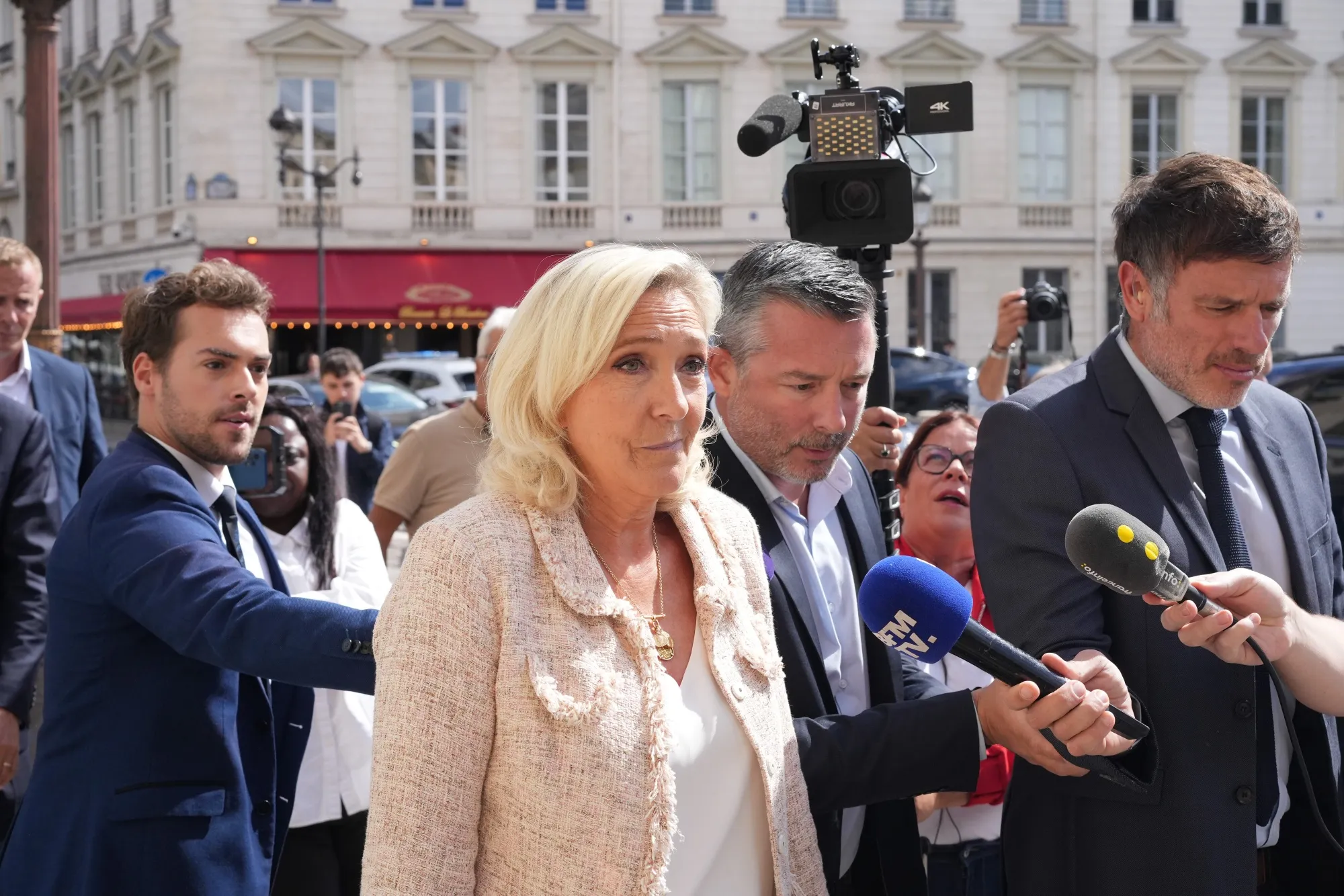 Marine Le Pen arrives at the National Assembly in Paris on Sept. 8.