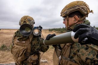 US soldiers take part in an exercise in Latvia in 2025.