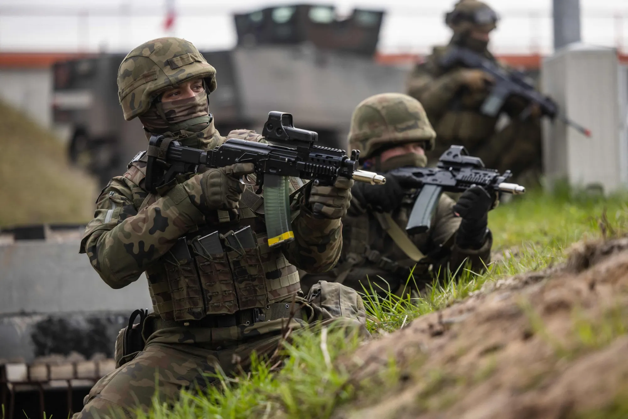 Polish soldiers take part in a military exercise in northern Poland in 2023.