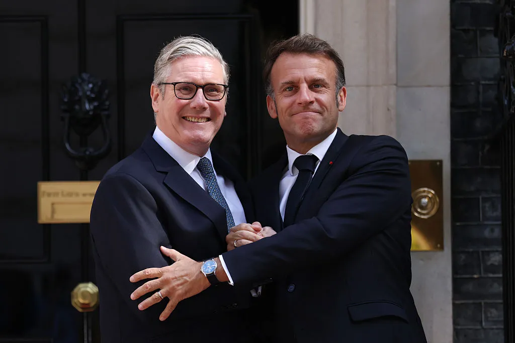 &nbsp;Keir Starmer greets Emmanuel Macron at 10 Downing Street last week