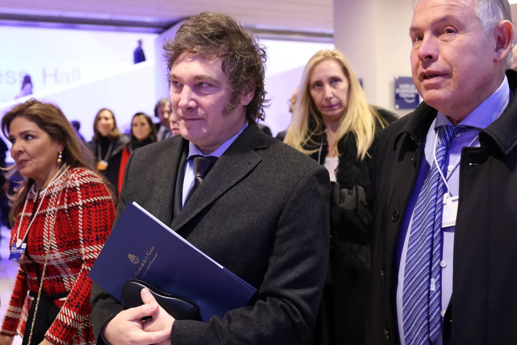 Javier Milei arrives to speak at the World Economic Forum in Davos, Switzerland on Jan. 17.