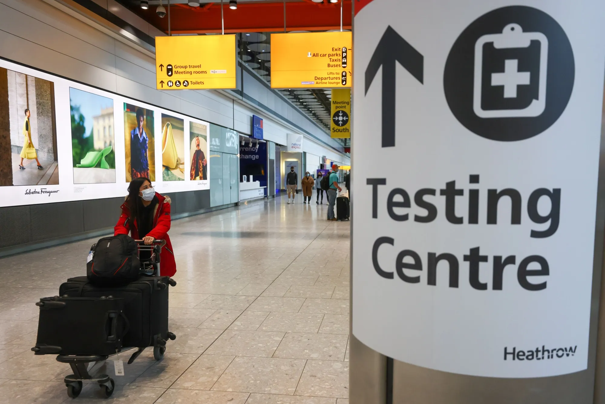 A&nbsp;Covid-19 testing centre at London Heathrow Airport.