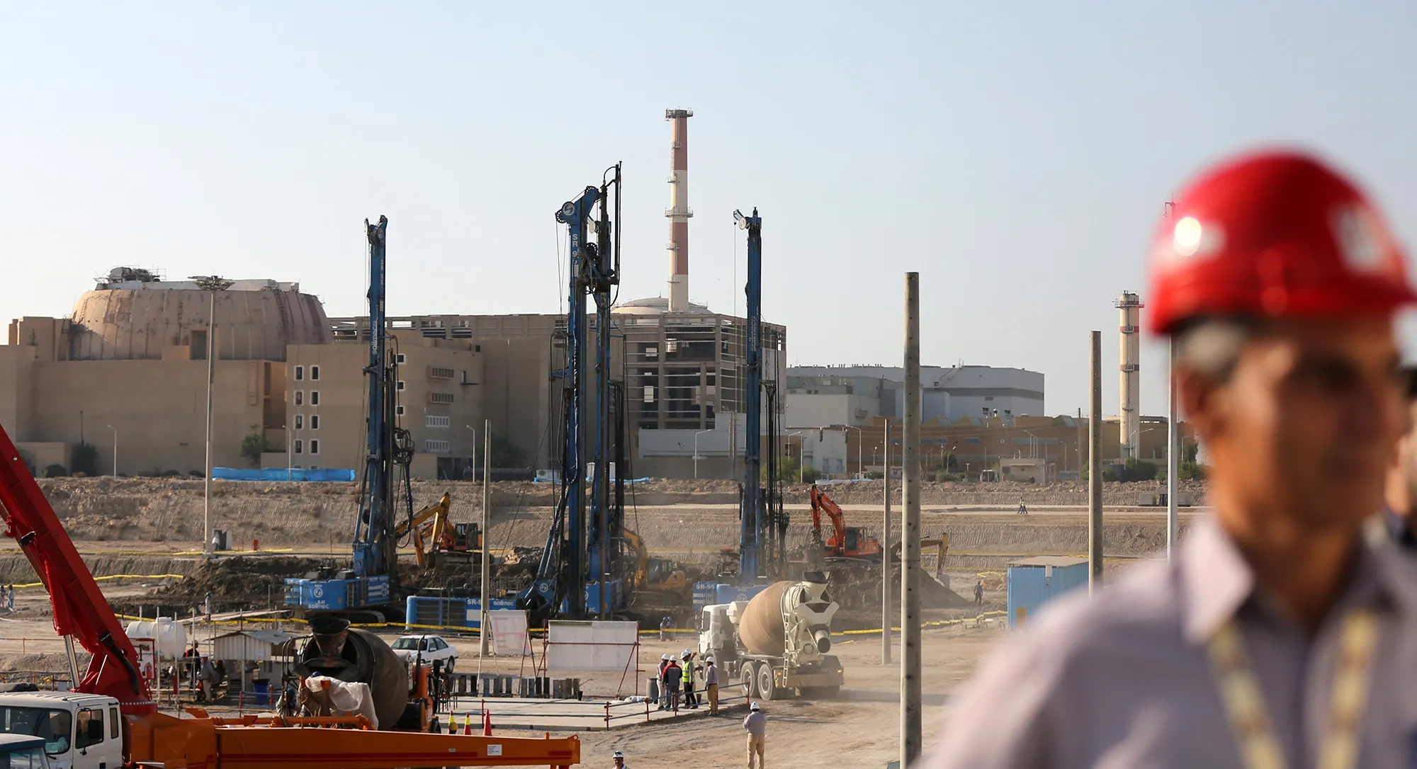 Construction during a ground breaking ceremony at the Bushehr Nuclear Power Plant in Iran on Nov.&nbsp;10.&nbsp;