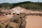 The rebuilding site next to the collapsed iron ore waste dam of Brazilian mining company Samarco in 2016.&nbsp;