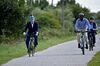 Boris Johnson, left, on a bike ride in July.