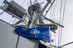 The NATO flag is raised on a patrol ship near Sweden.