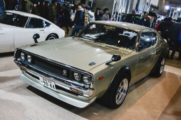 A vintage Nissan Skyline GTR is seen at the Tokyo Auto Salon 2015 at Makuhari Messe on January 9, 2015 in Chiba, Japan.