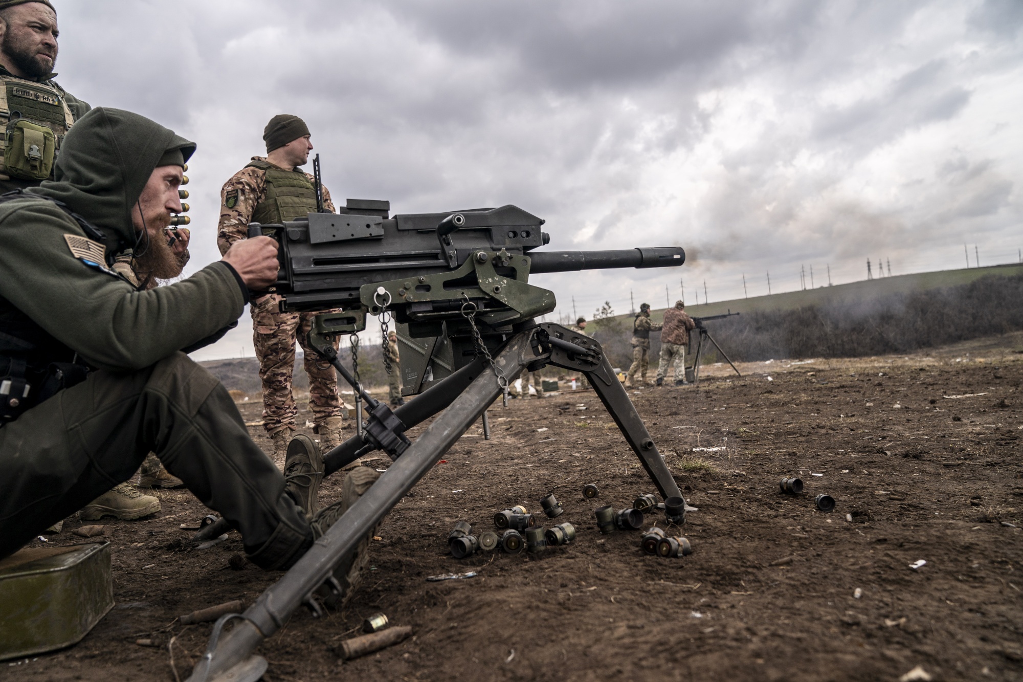 Ukrainian military infantrymen practice combat drills in Donbas, Ukraine, on March 18.