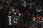 Imran Khan speaks to supporters during a rally&nbsp;in Lahore, Pakistan, on Aug. 13.