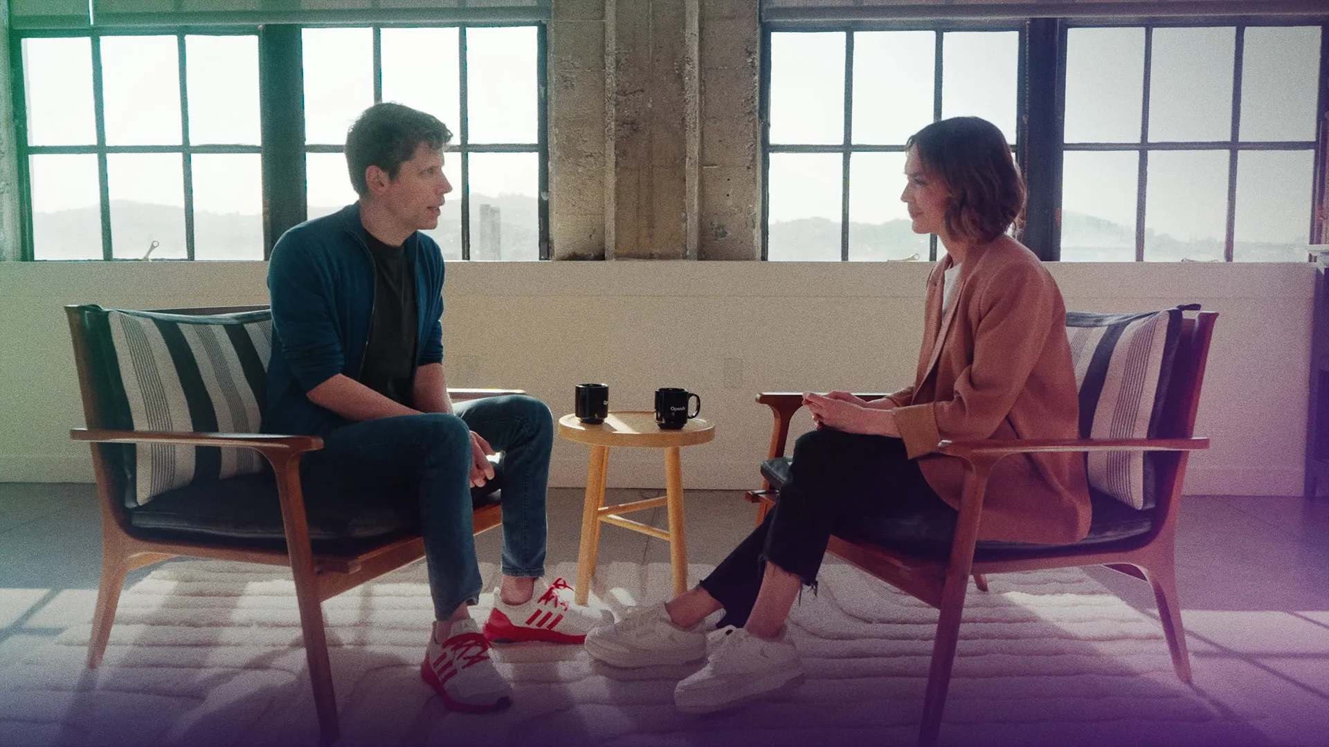 Sam Altman, left, lays out his vision of the future of artificial intelligence in an extended interview from The Circuit with Emily Chang.