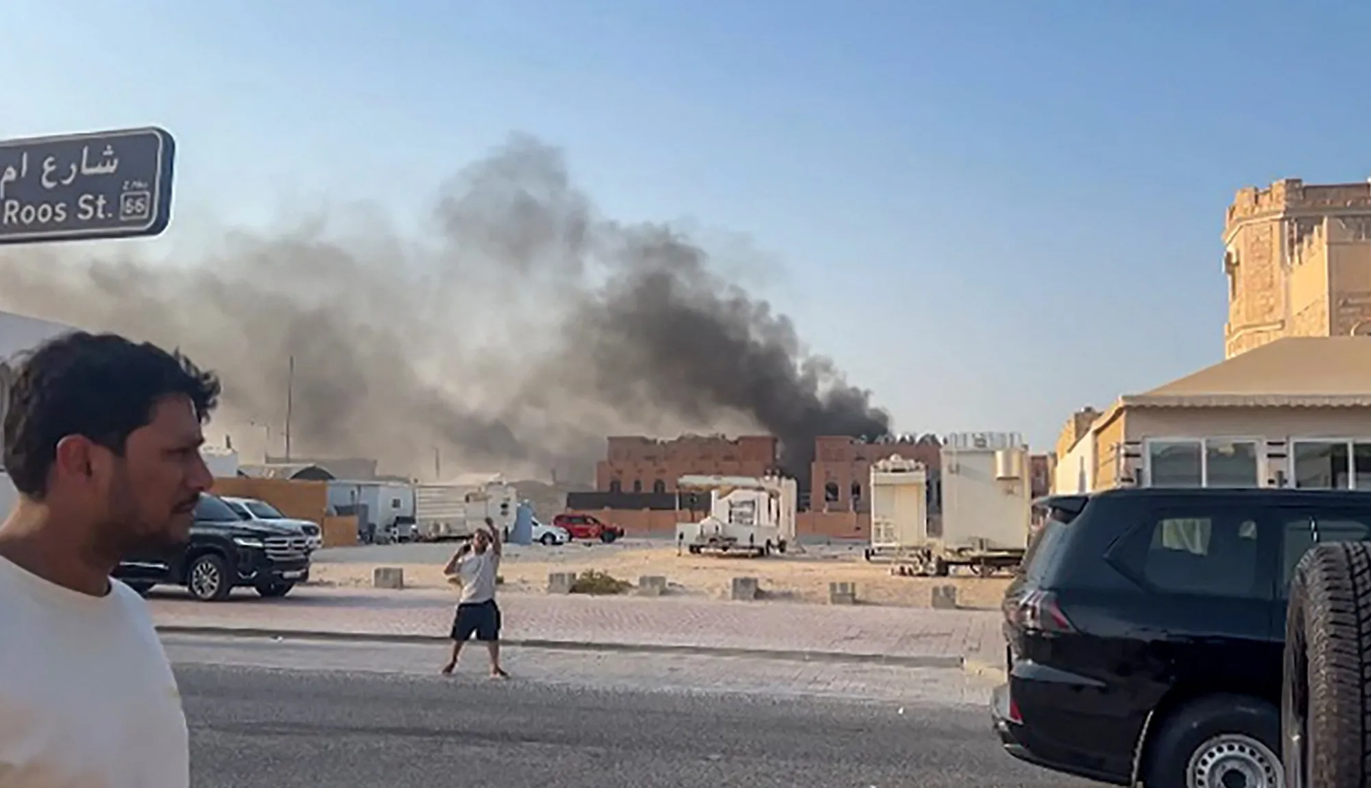 This frame grab taken from an AFPTV footage shows smoke following an explosion in Doha, Qatar on Sept. 9.