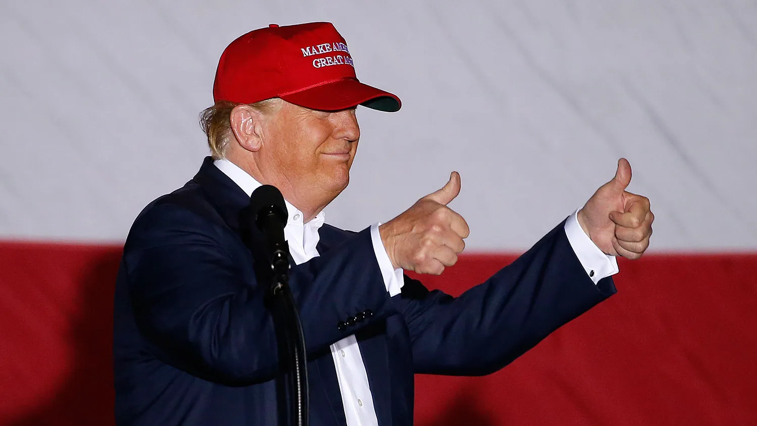Republican presidential candidate Donald Trump gestures at a rally on March 13, 2016, in Boca Raton, Florida.
