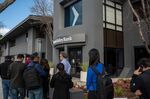 Customers in line outside Silicon Valley Bank headquarters in Santa Clara, California,, on March 13.