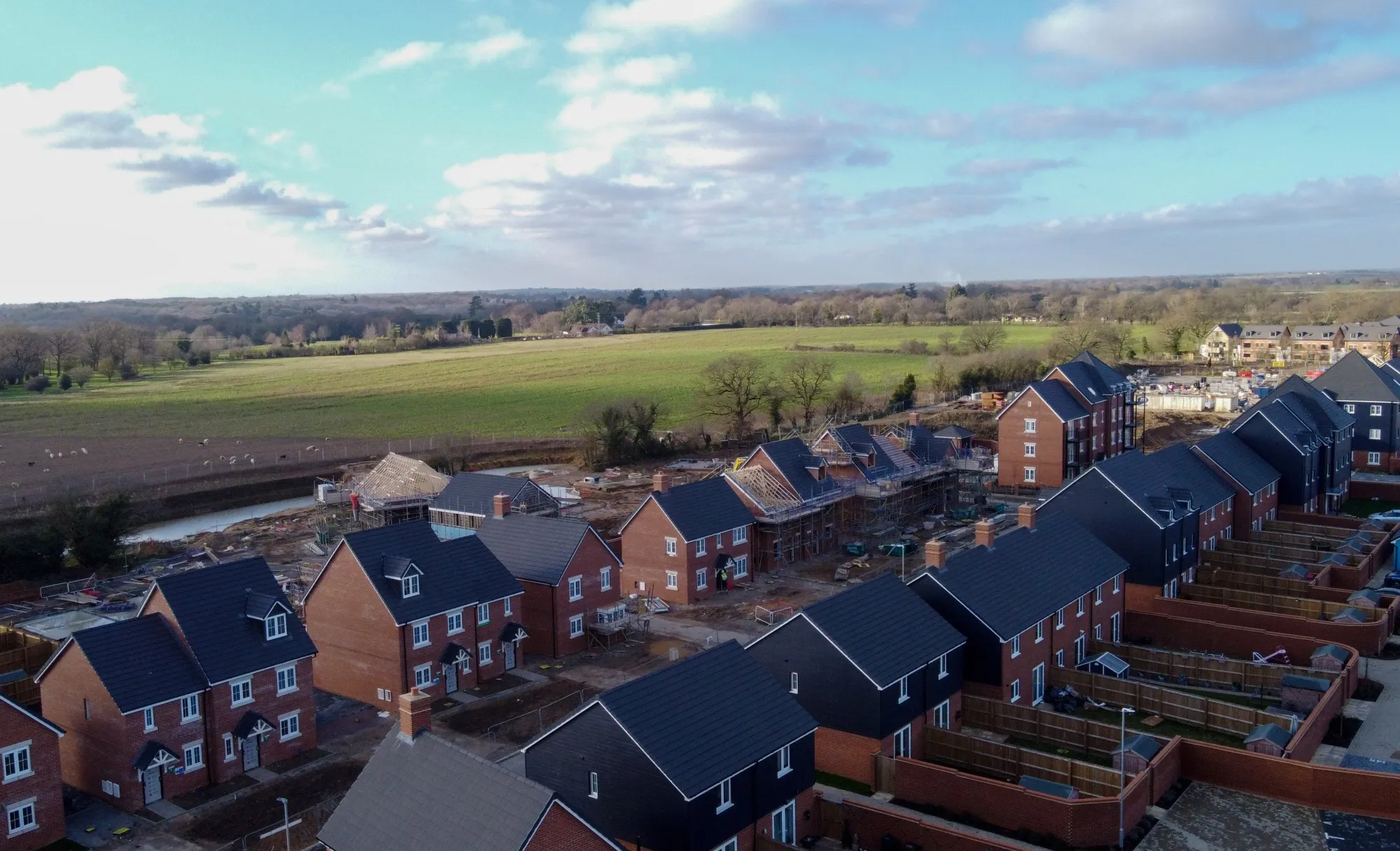 A residential property construction site in Colchester, UK.