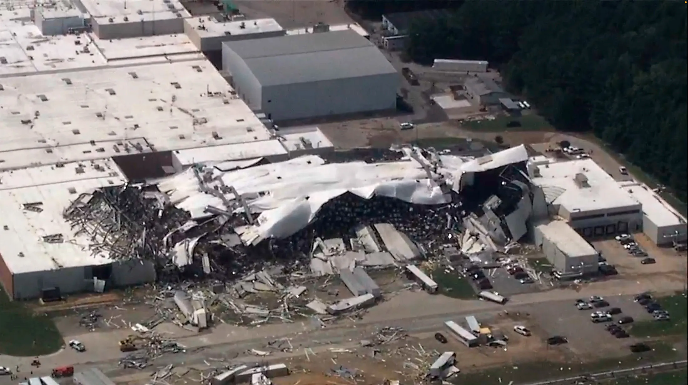 The damaged Pfizer&nbsp;plant in Rocky Mount, North Carolina, on July 19.