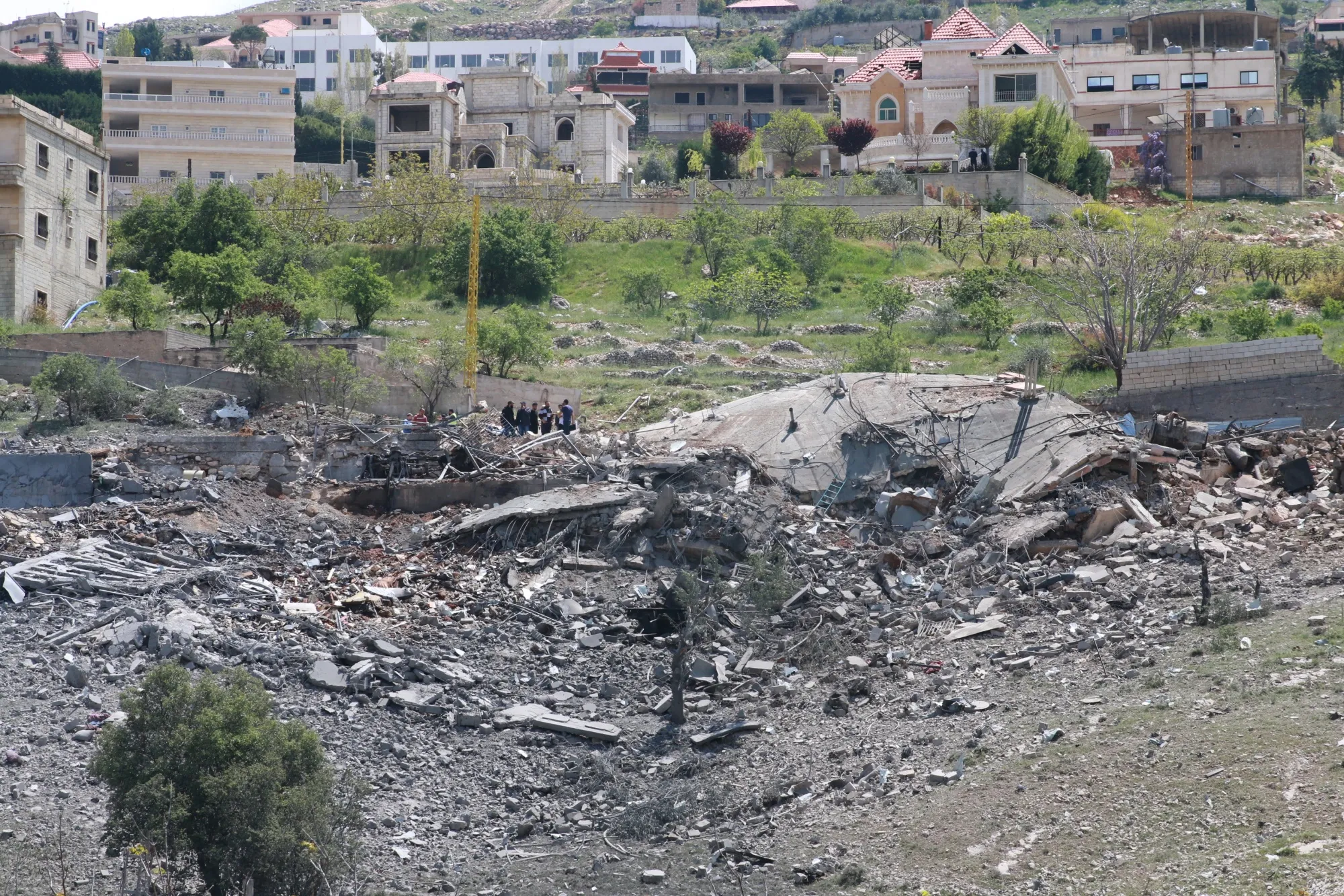 A&nbsp;destroyed building targeted by Israeli air strikes on the village of Nabi Sheet in the Baablbek district,&nbsp;Bekaa Valley on April 14.