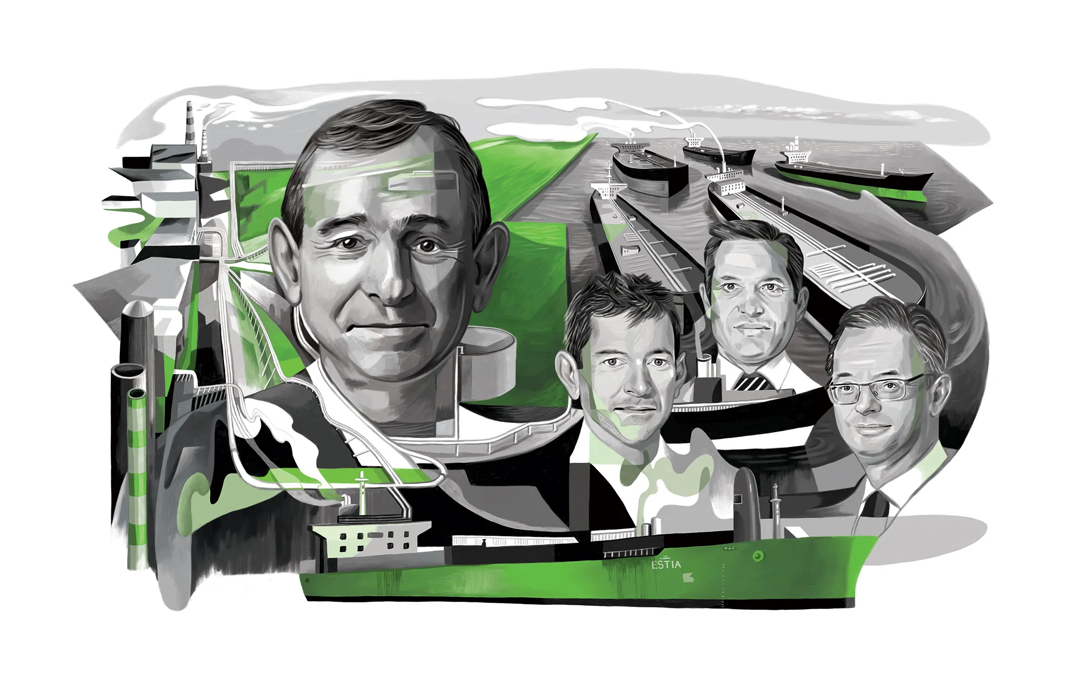 From left: the late co-founder, Claude Dauphin; the new team, Mike Wainwright, José Larocca, and Jeremy Weir.
