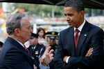 Barack Obama and New York Mayor Michael Bloomberg (left) spoke in 2008 before paying respects at the site of the former twin towers in New York