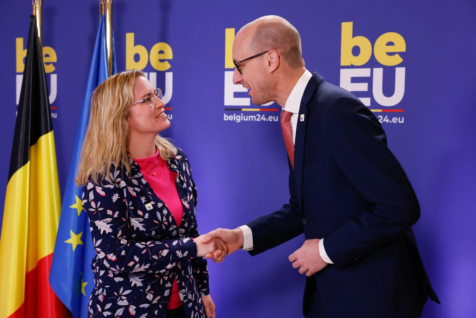Stephanie Lose with Belgian Finance Minister Vincent Van Peteghem in Ghent on Feb. 23.