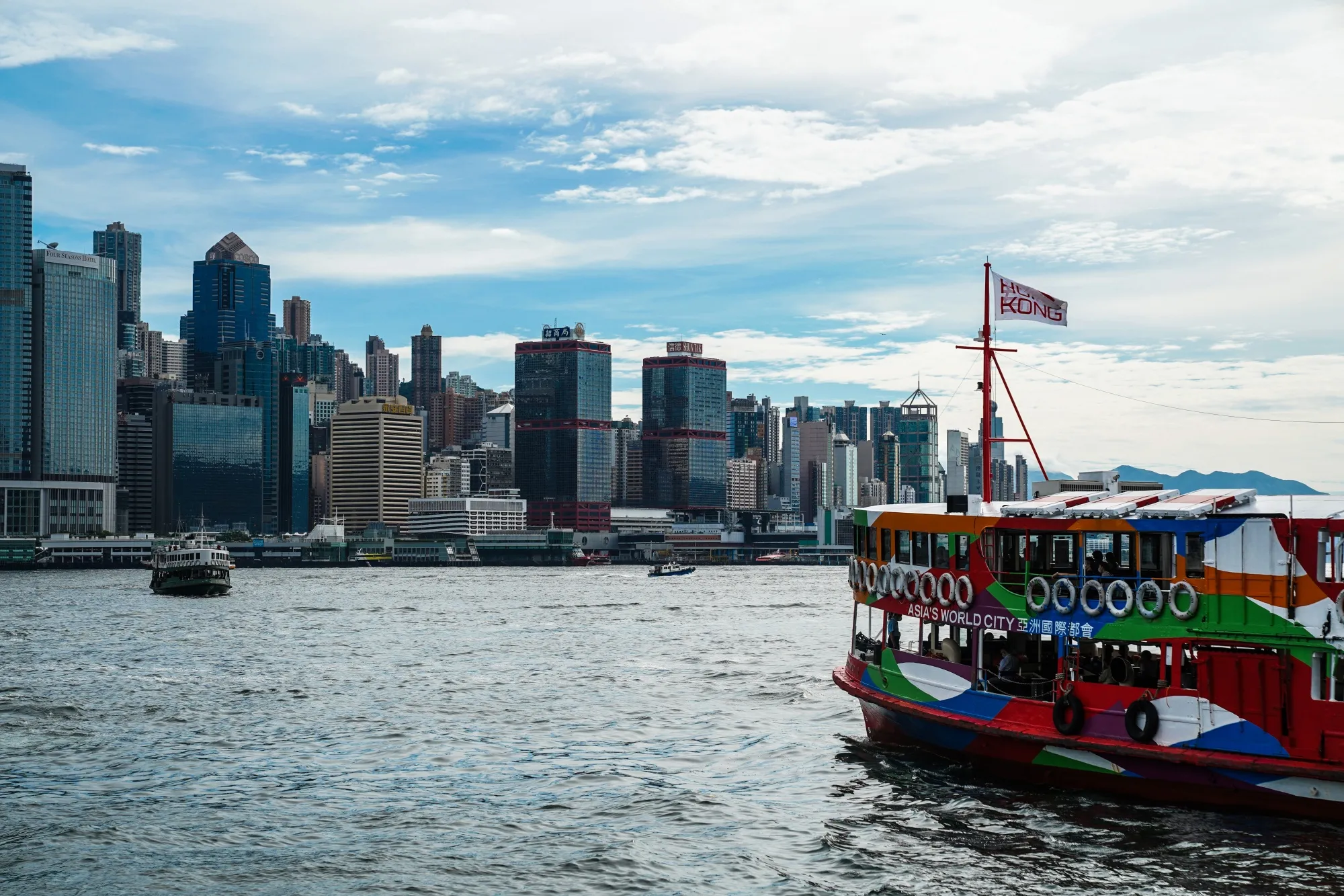 Ferries cross Victoria Harbor in Hong Kong&nbsp;on July 15.