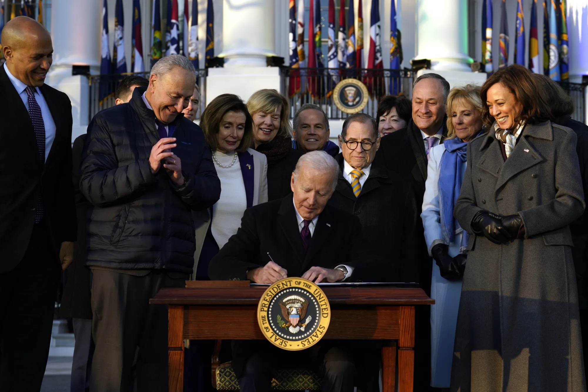 President Joe Biden&nbsp;signs the Respect for Marriage Act&nbsp;during a ceremony on the South Lawn of the White House in Washington, on&nbsp;Dec. 13.