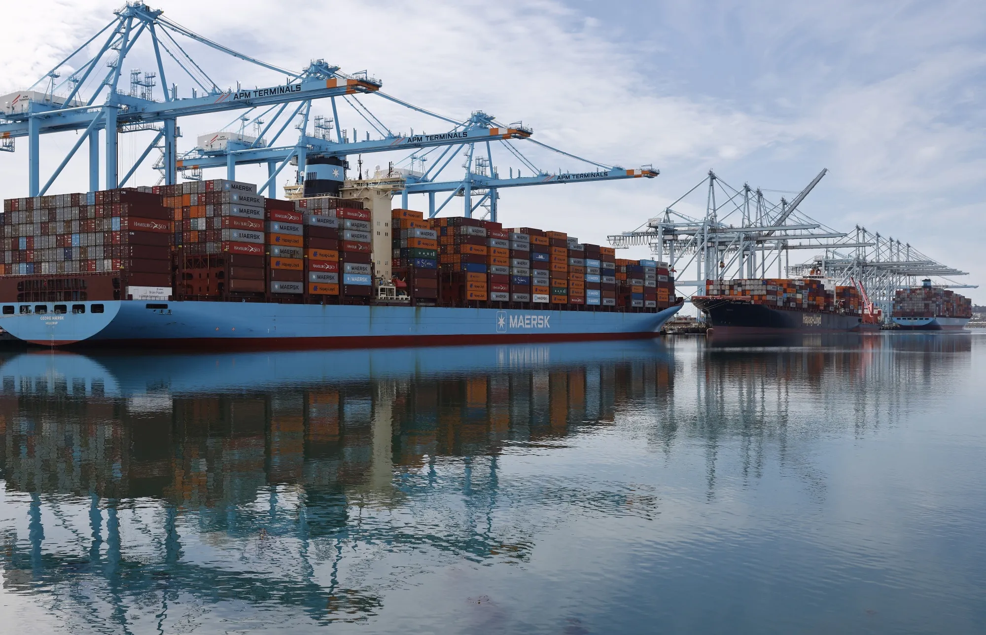 Container ships&nbsp;at the Port of Los Angeles.