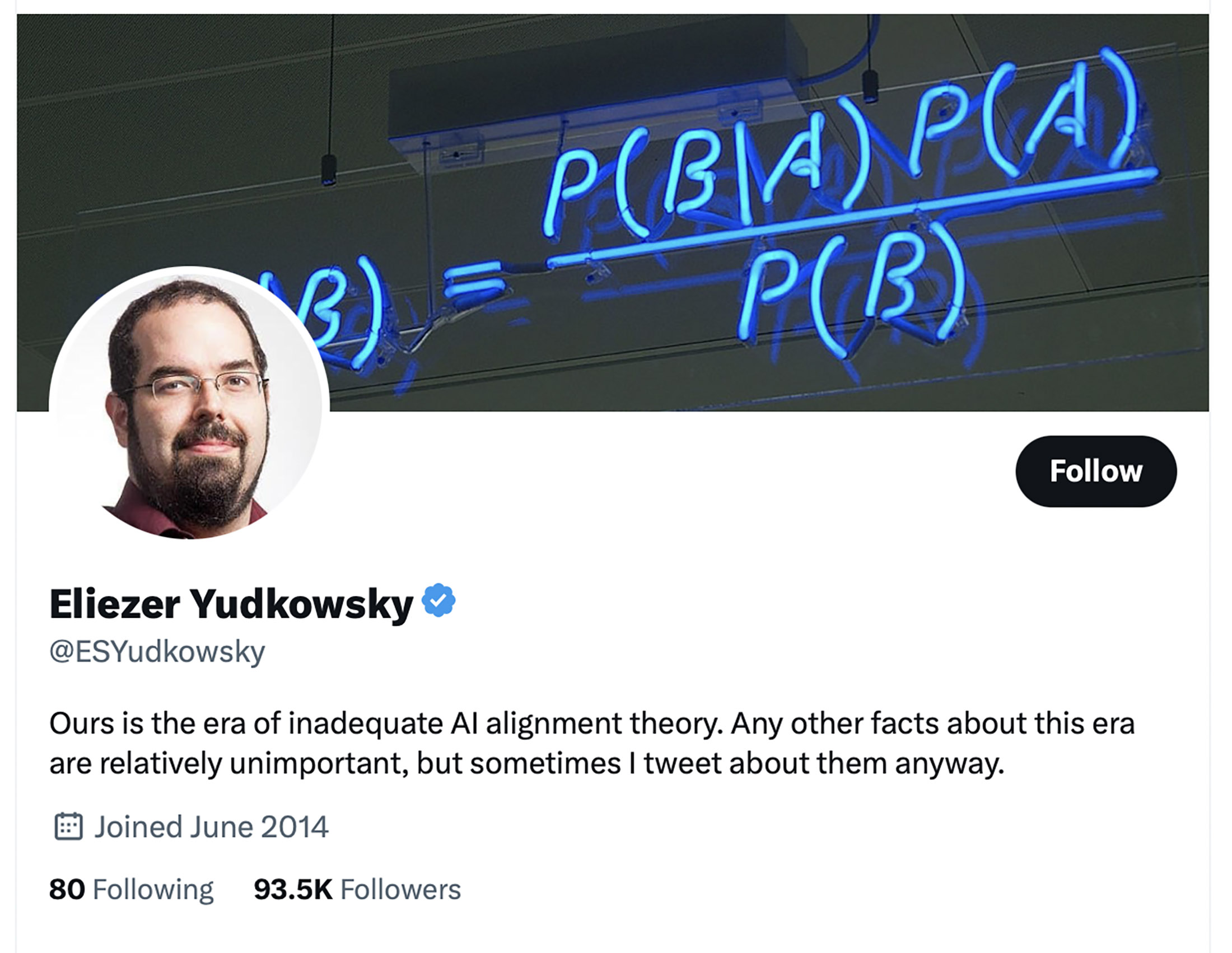 Screenshot of Eliezer Yudkowsky’s Twitter Page