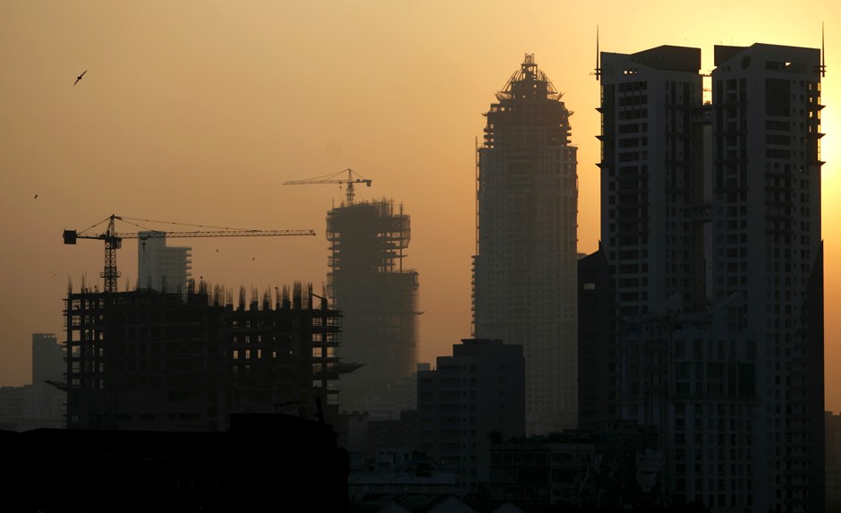 Extensive construction on the Mumbai skyline, November 23, 2008.