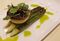 Char-grilled asparagus, burnt onion and chive mayonnaise.