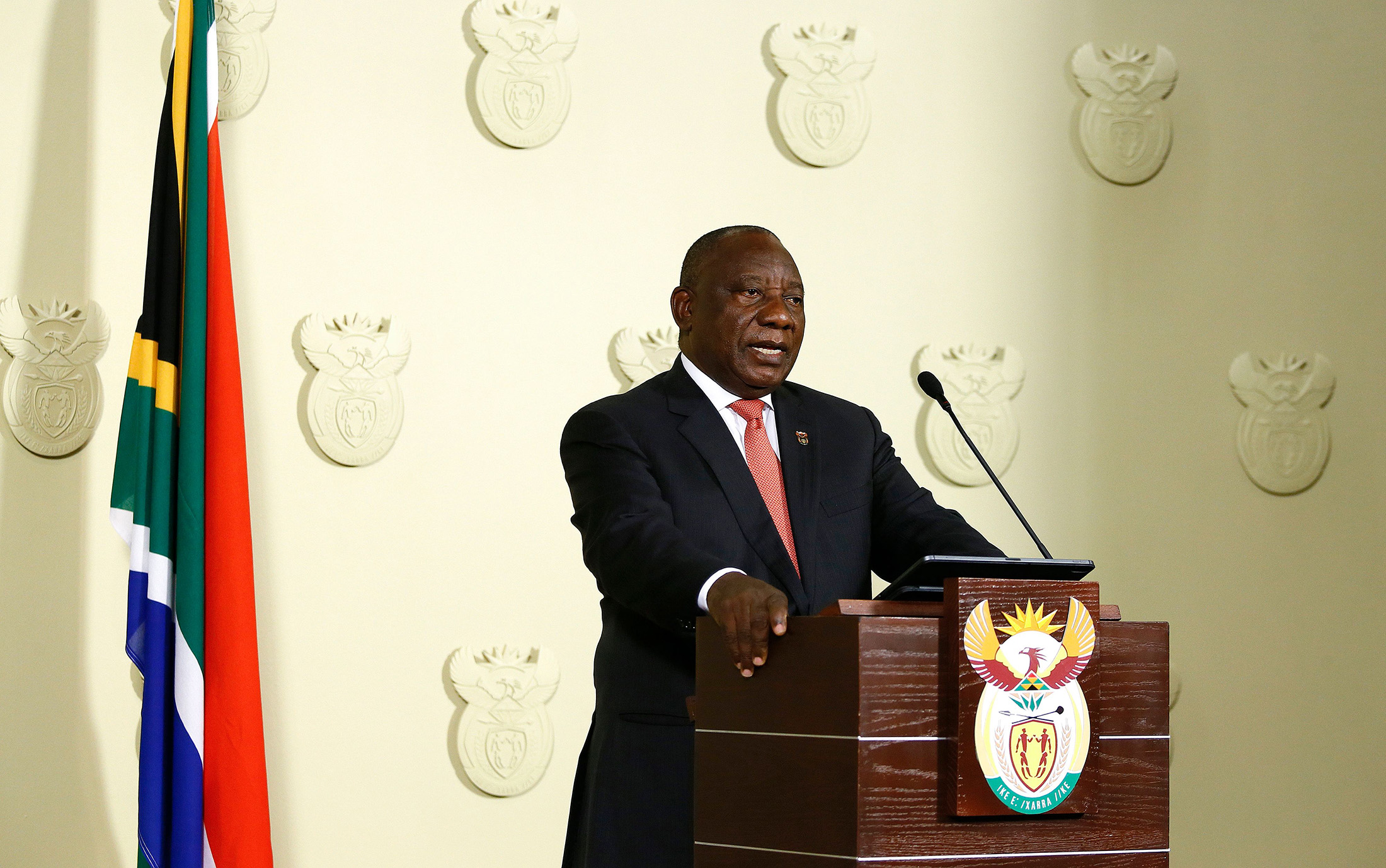 Cyril Ramaphosa addresses the nation in Pretoria, on March 15. 