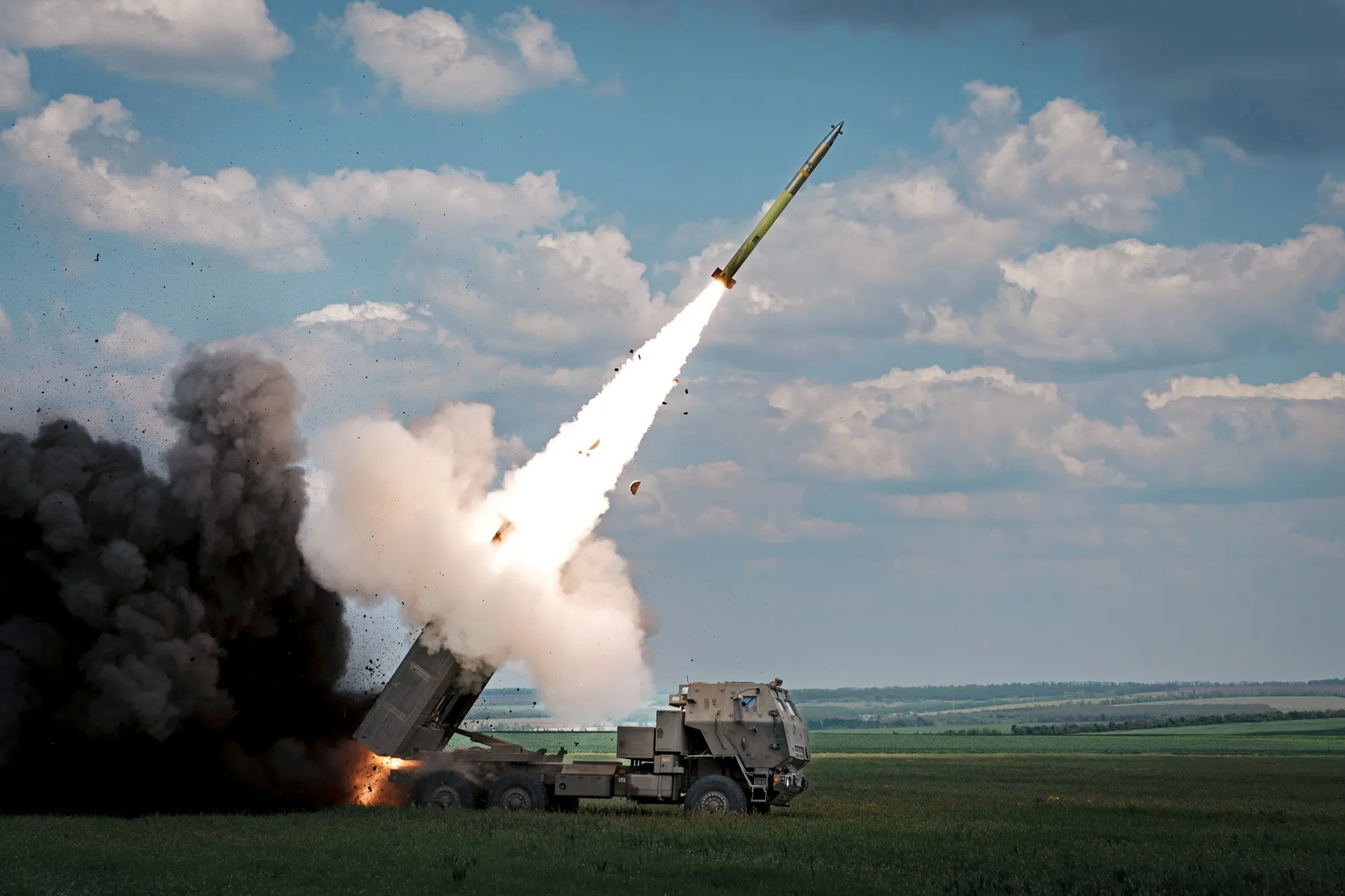 A HIMARS launcher at a front line location in Donetsk, Ukraine.