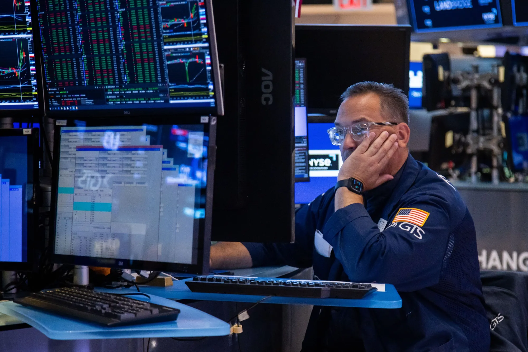 A trader works on the floor of the New York Stock Exchange (NYSE).