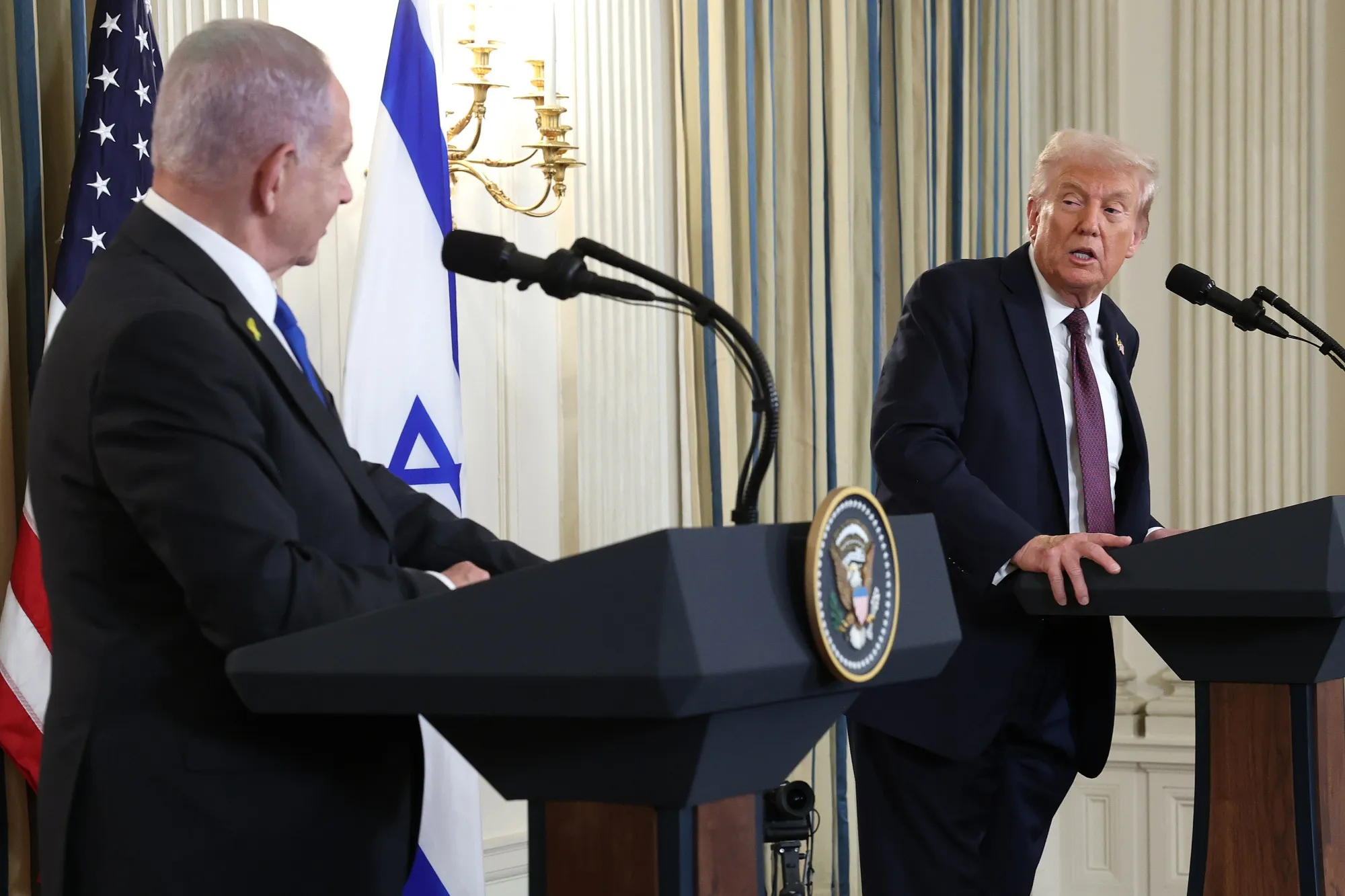 Can he keep his focus?: Trump&nbsp;with Netanyahu in Washington at the end of September.
