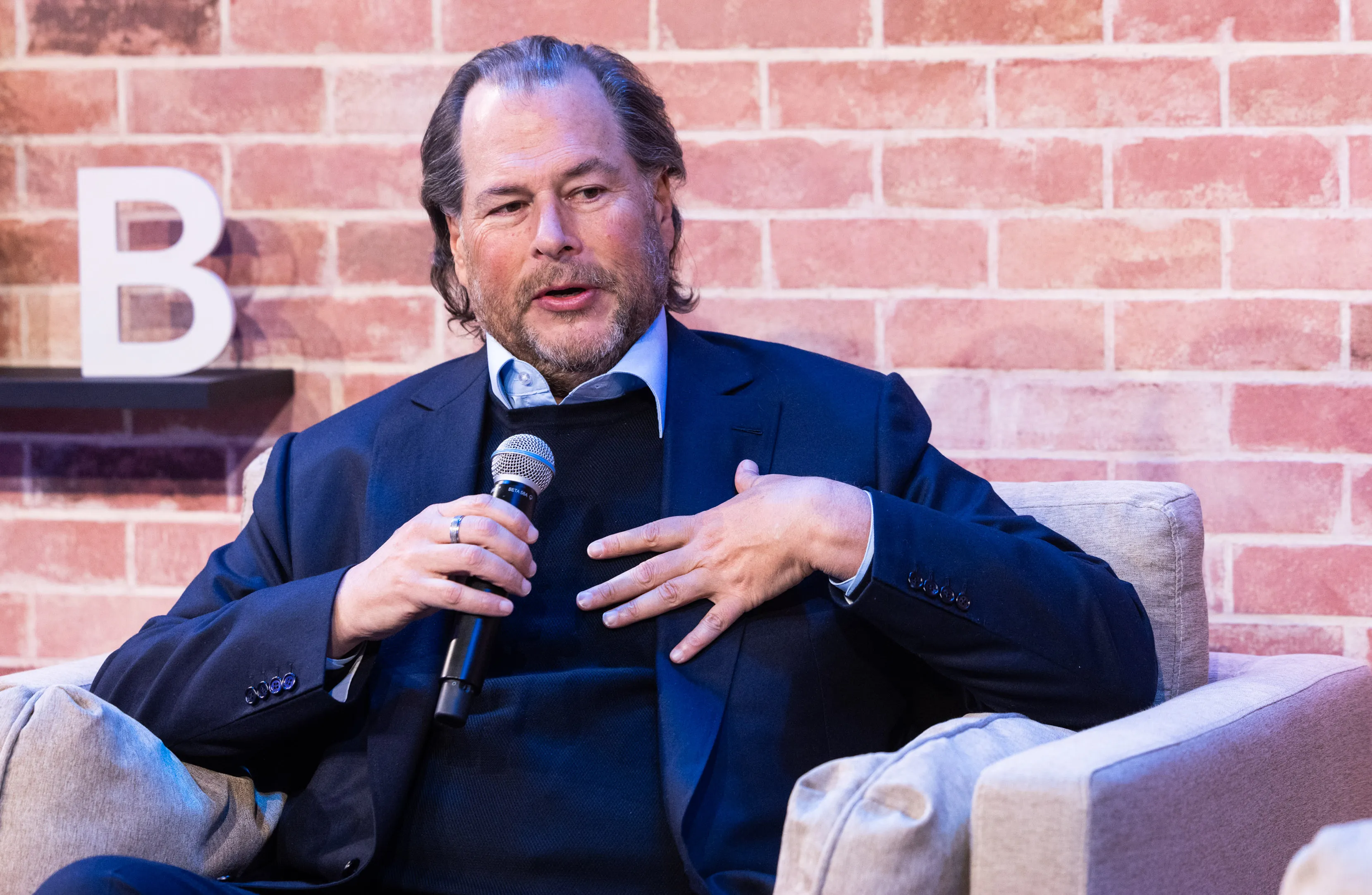 Marc Benioff during an interview at World Economic Forum&nbsp;in Davos, Switzerland on Jan. 16.&nbsp;