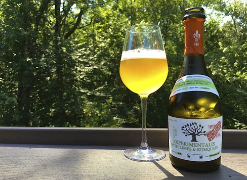 Experimentalis With Limes & Kumquats is a sour ale aged in oak barrels for a year with limes and kumquats grown exclusively on OEC's property.