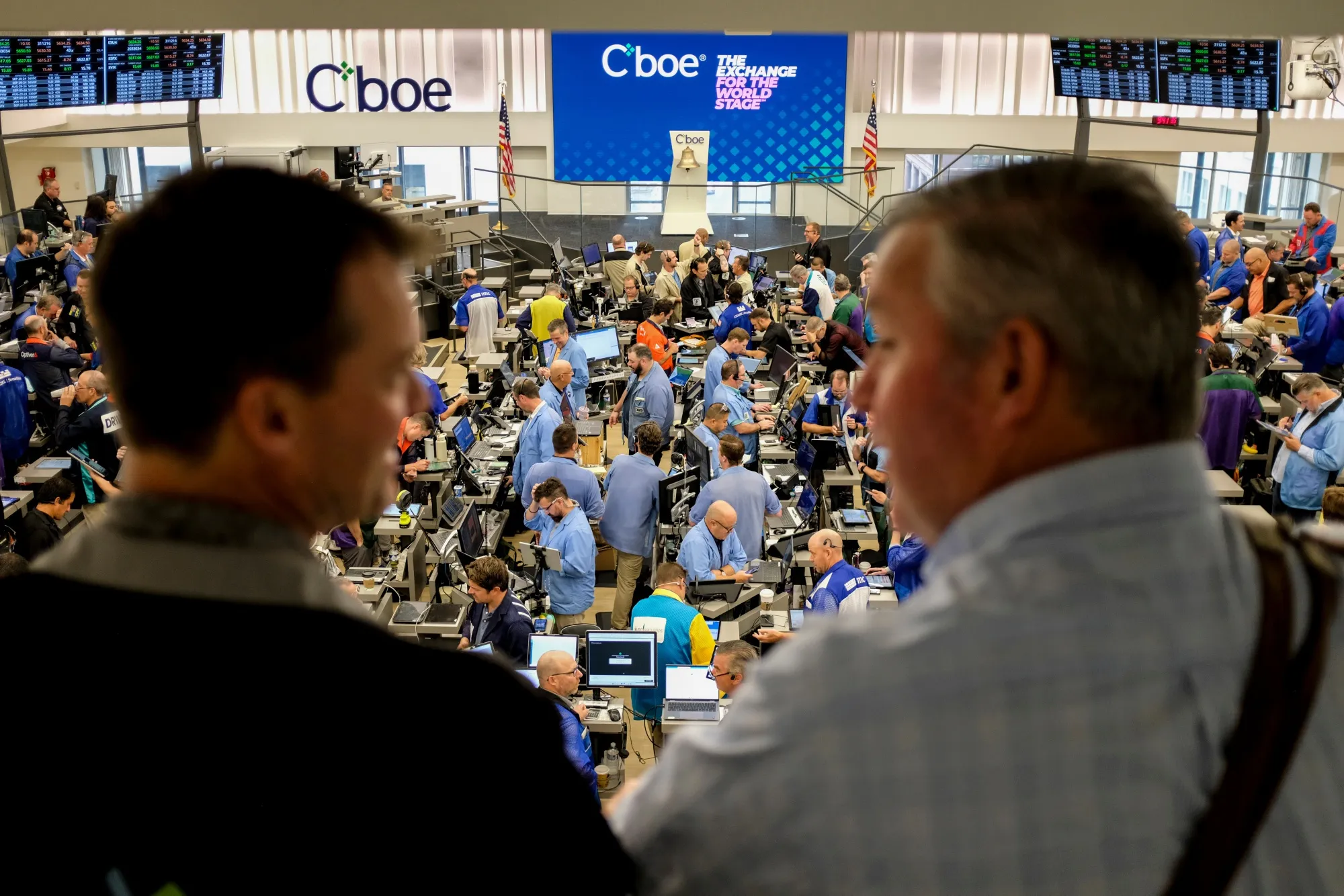 Traders at the Cboe Global Markets exchange in Chicago, Illinois.