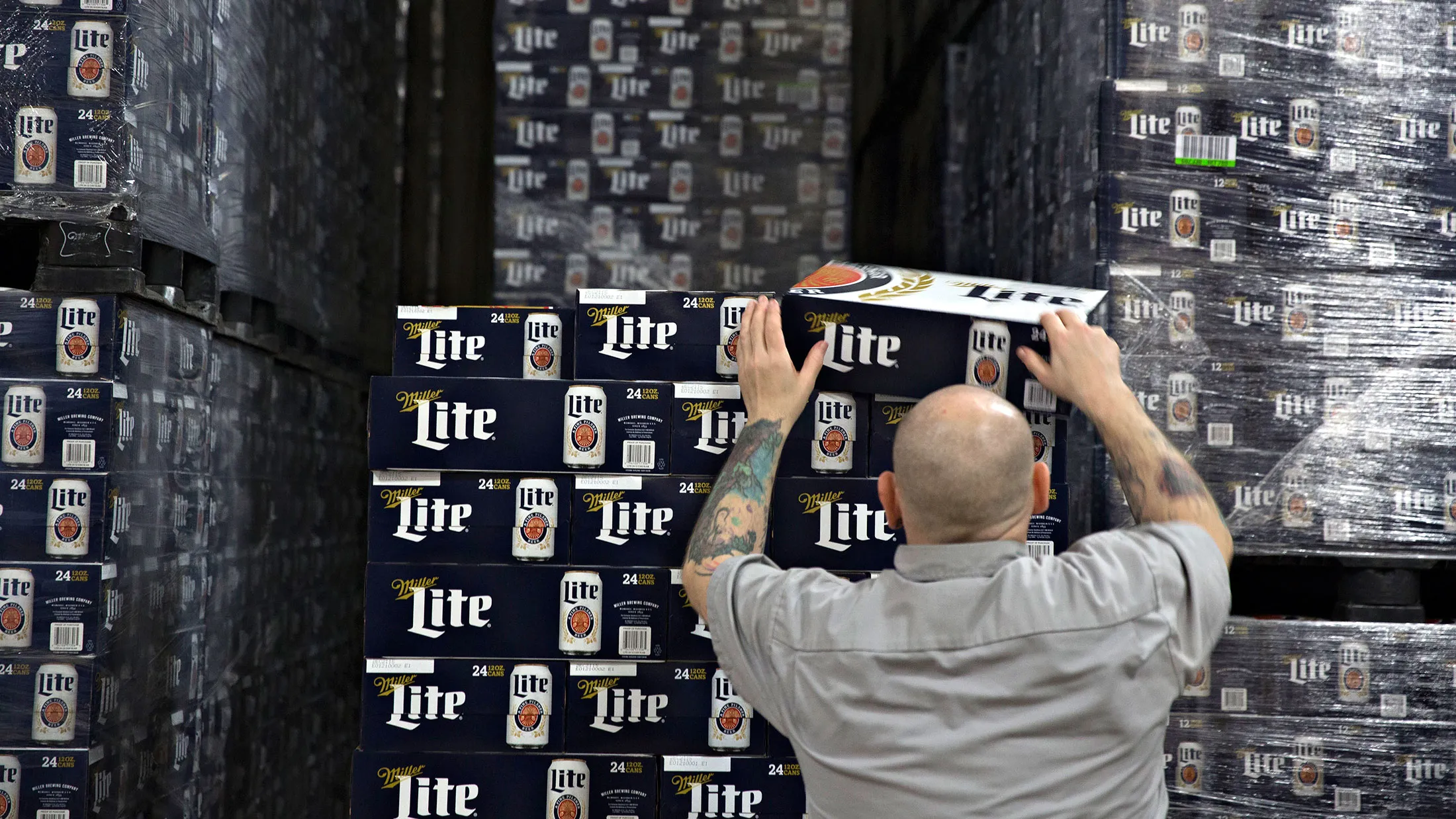 SABMiller Miller Lite brand beer at a warehouse in Peoria, Illinois.
