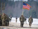 U.S. soldiers march&nbsp;in Zagan, Poland.&nbsp;