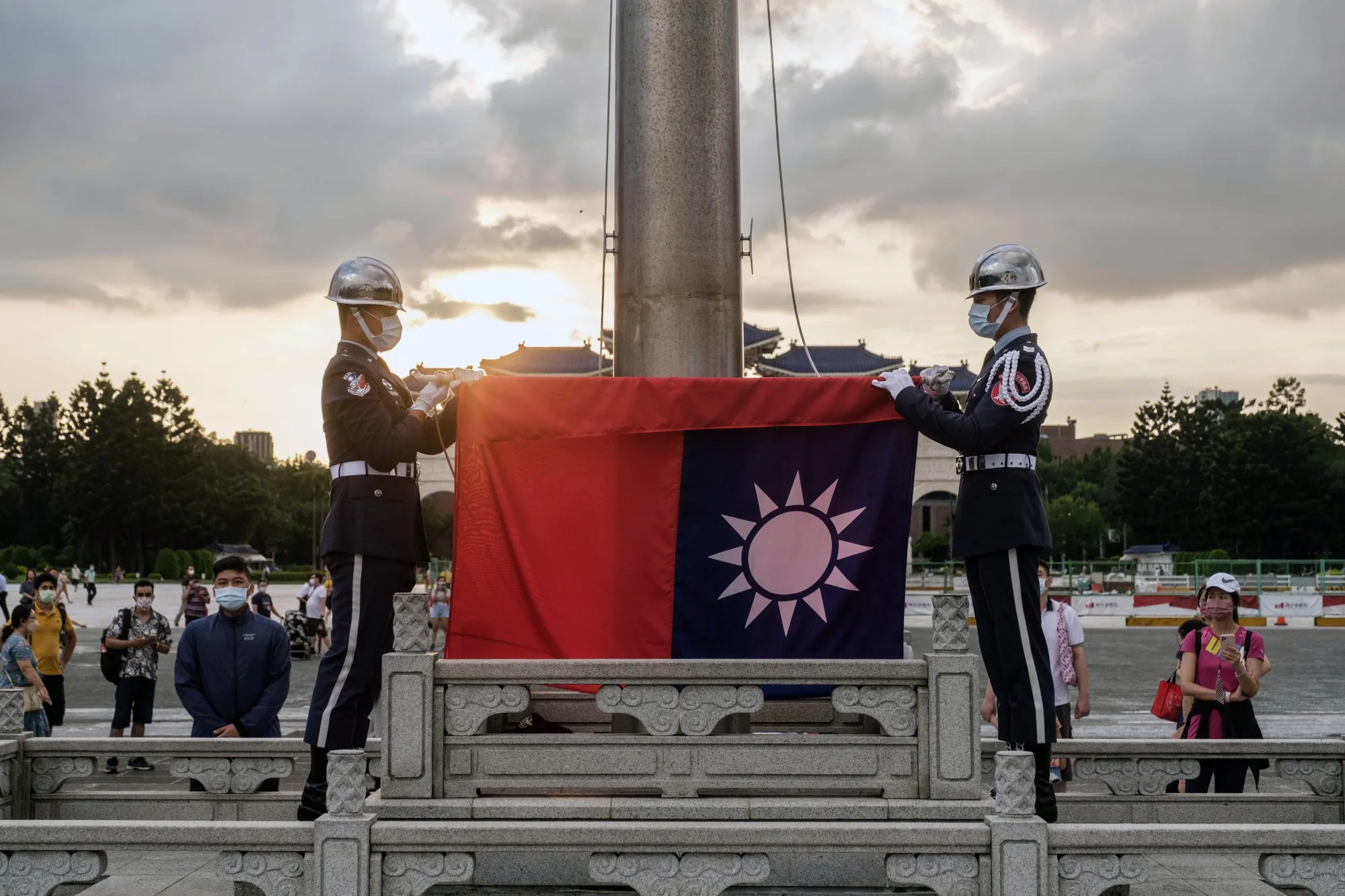 The flag lowering ceremony&nbsp;in Taipei, Taiwan.
