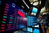 A TV screen shows the numbers after the closing bell at the New York Stock Exchange (NYSE) on August 14, 2019 in New York City. - It was an ugly day for Wall Street, as stocks plummeted Wednesday amid worsening economic fears after US Treasury yields briefly inverted, flashing a warning sign for a coming recession. But US President Donald Trump once again blamed the Fed for the economic woes and the yield curve inversion, saying the US central bank is a bigger threat than China and is "clueless." The Dow Jones Industrial Average fell 3.1 percent to finish at 25,479.42, a loss of about 800 points -- its worst day of 2019. (Photo by Johannes EISELE / AFP) (Photo credit should read JOHANNES EISELE/AFP/Getty Images)