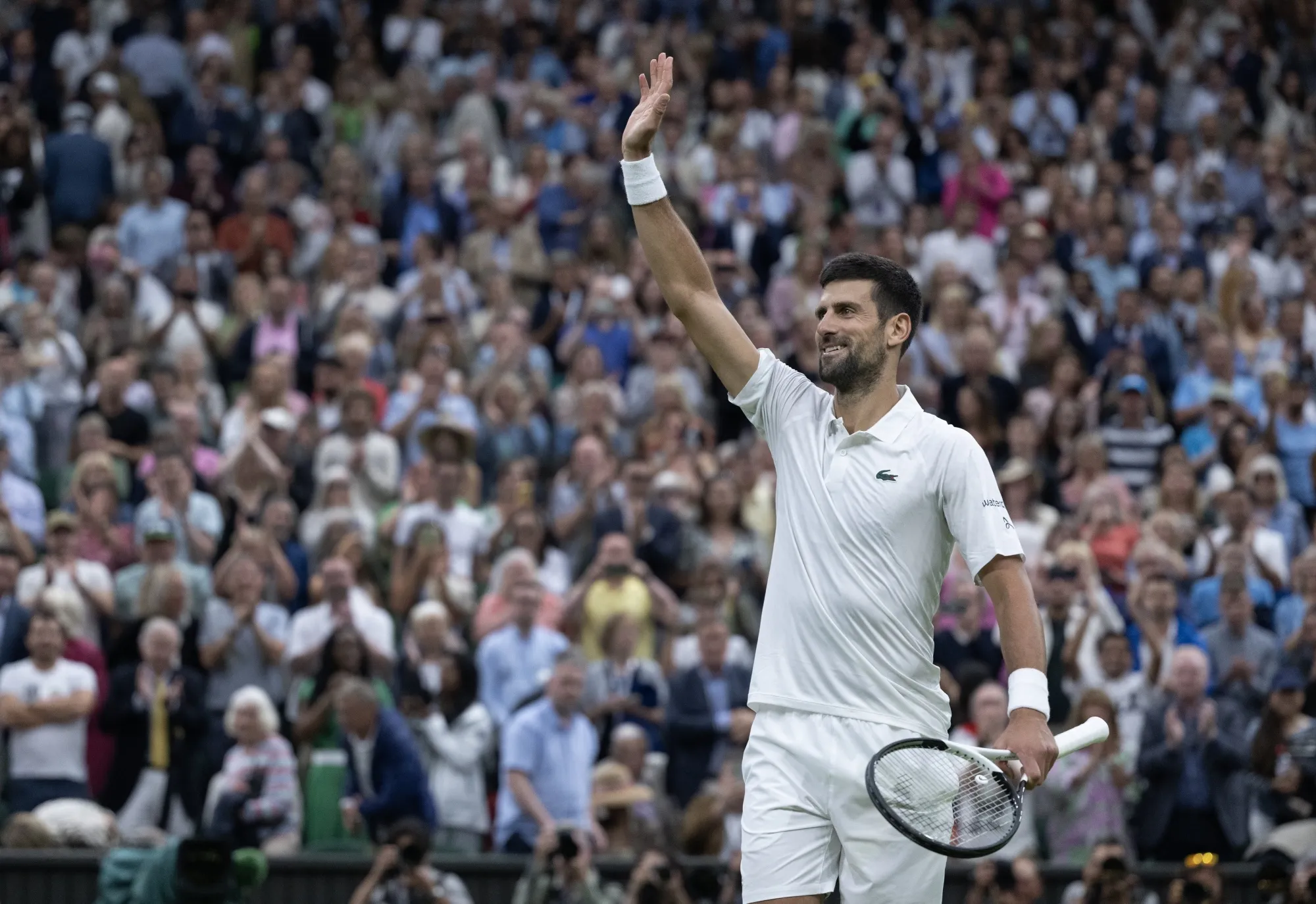 Novak Djokovic after his semi final victory over Jannik Sinner on July 14.