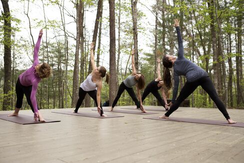 Yoga in the foothills of the Great Smoky Mountains, at Blackberry Farm.