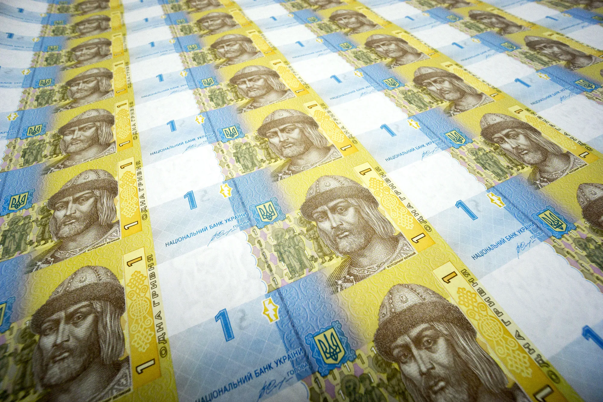 Hryvnia Currency Banknotes At The Ukrainian Central Bank