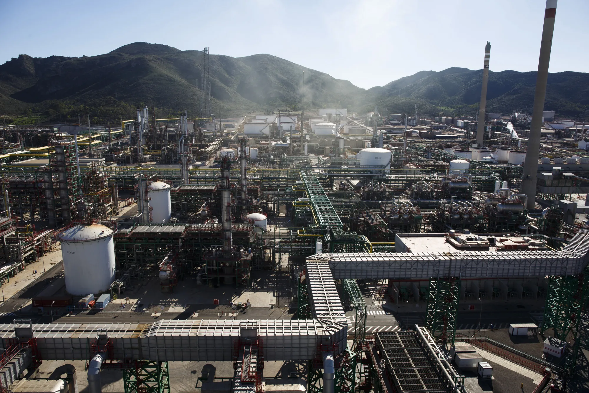 Oil processing at a Repsol refinery in Cartagena, Spain.