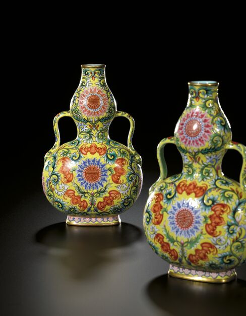Yellow Double-Gourd Vases
