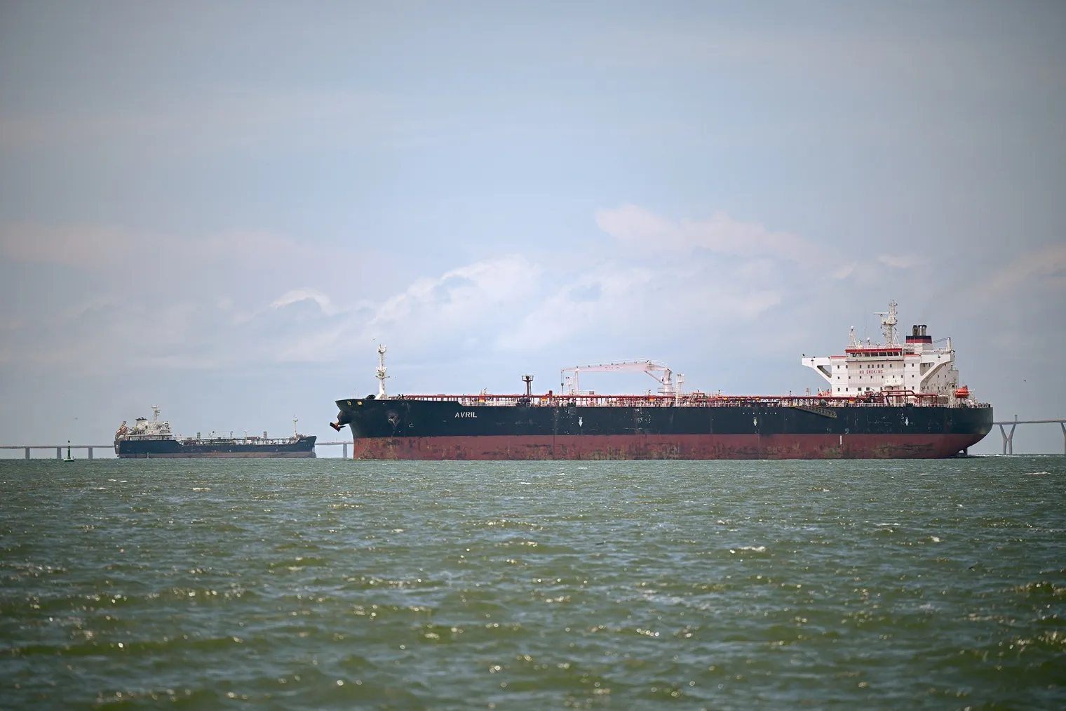 A crude oil tanker waits to be loaded with crude oil at Lake Maracaibo in Maracaibo, Zulia State, Venezuela.