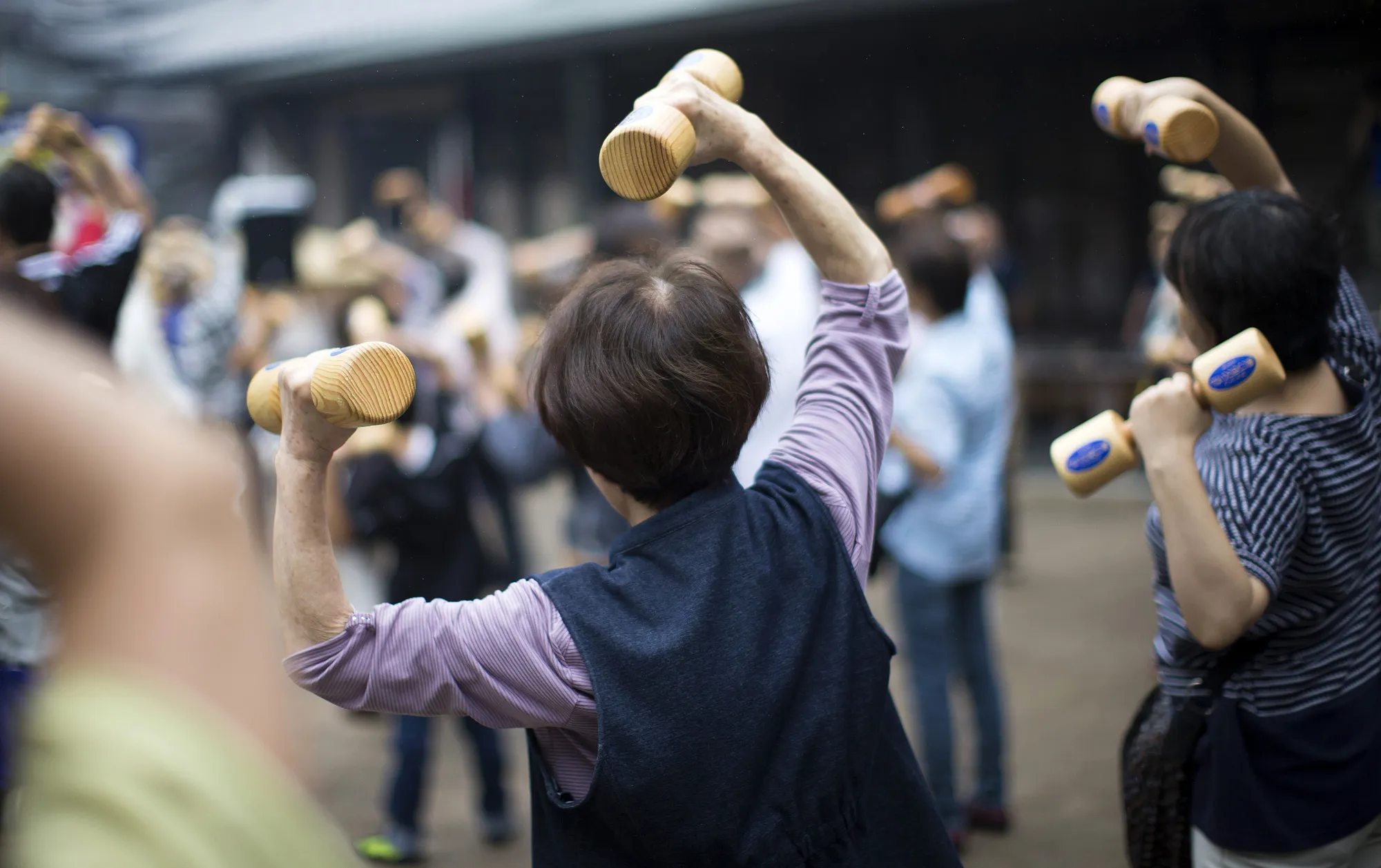 People exercise during a respect for the Aged Day&nbsp;in the Sugamo district of Tokyo.&nbsp;