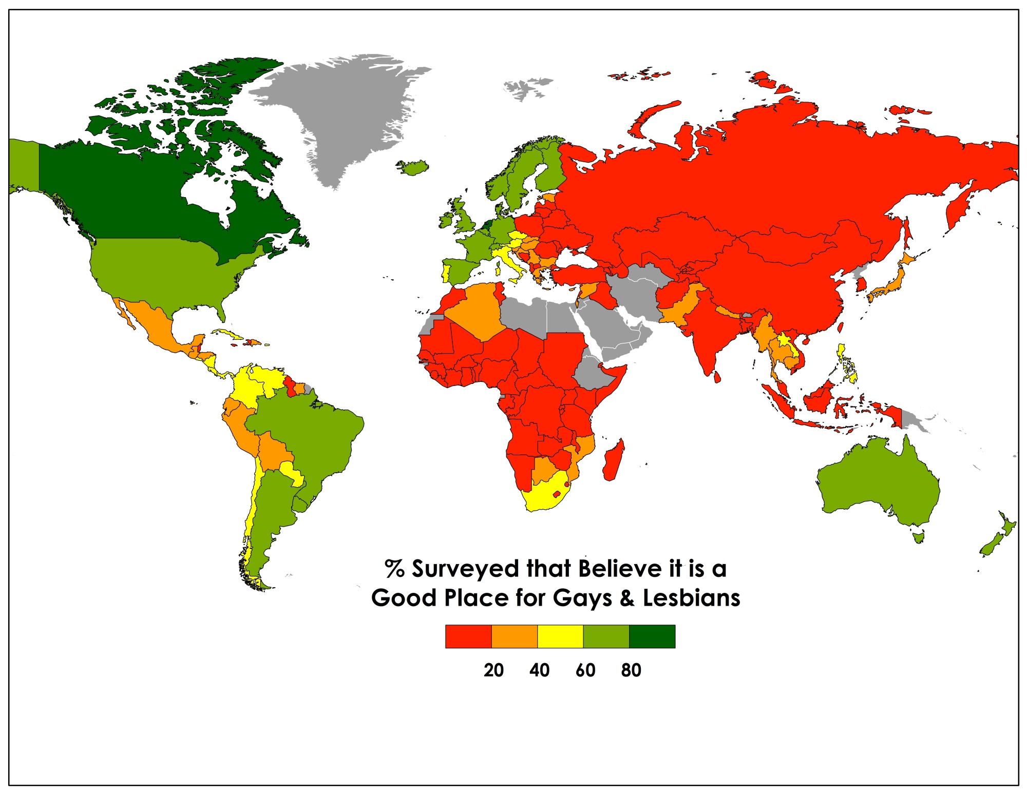 Majority Worldwide Now Say Their Area Is Good for Gay People